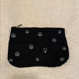 Madewell Black Pouch with White Peace Symbols